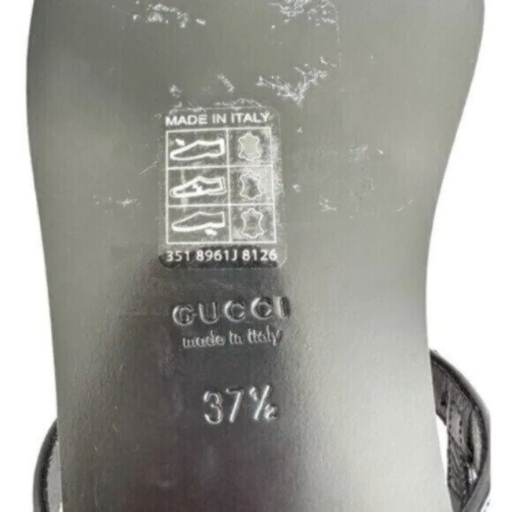 NIB Gucci Divine Horsebit Nero Black Caged Leather Slingback Sandals Size 7.5 - Picture 12 of 16